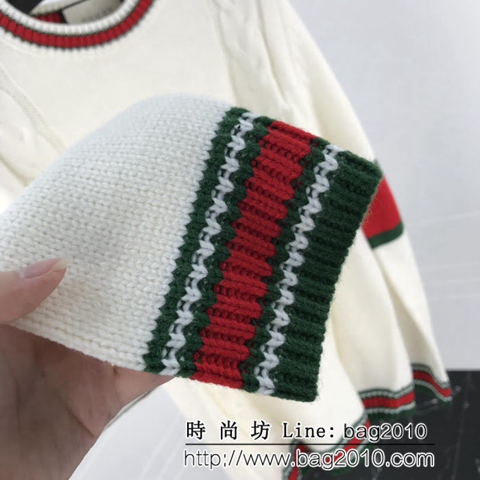 GUCCI古馳 官網同步 18fw秋冬新款 雙側經典提花配色 針織毛衣 情侶款 ydi1738
